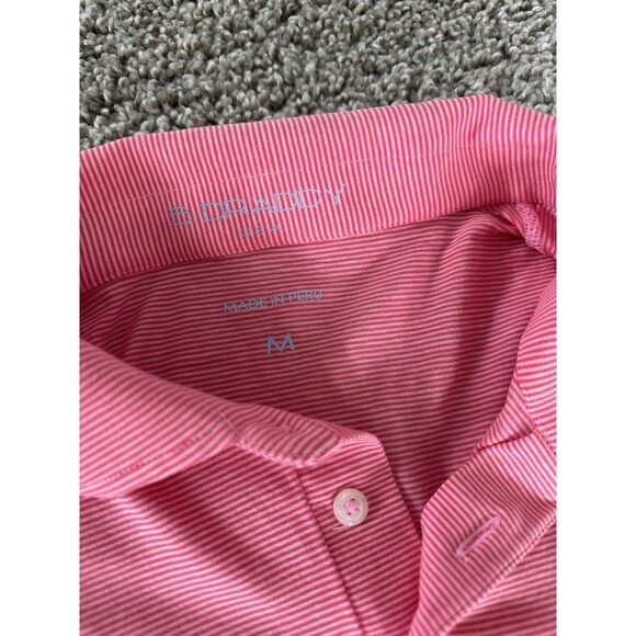 B. Draddy Sport Jimmy Stripe Polo Shirt Men’s Medium Pink/White Golf Performance - Picture 2 of 6
